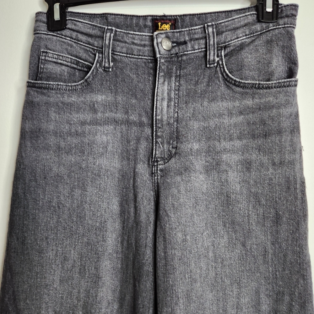 SOLD π Lee Denim Legendary Black High Rise Wide Leg Skater Jeans Size 10 Short - Picture 3 of 14